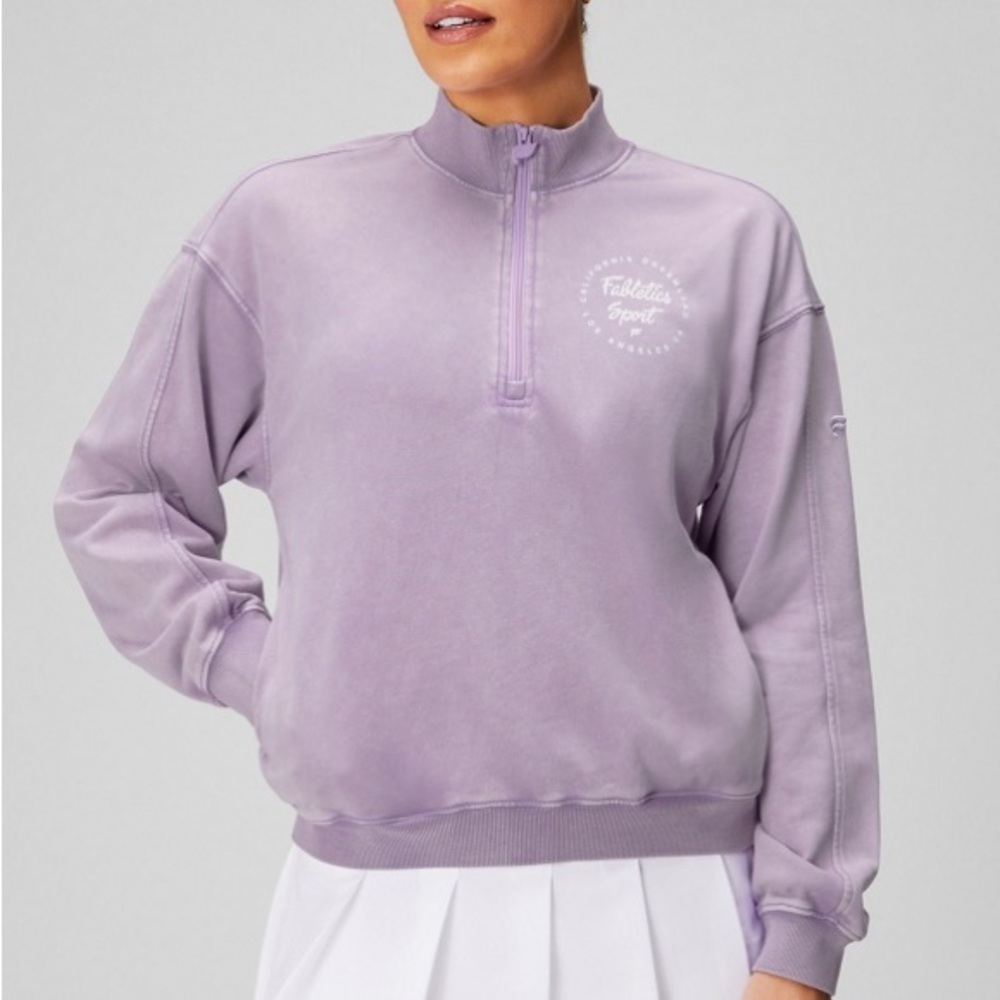 Fabletics half zip terry pullover with logo